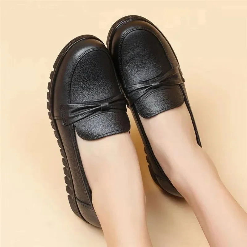Mocassins Femme Noir avec Nœud