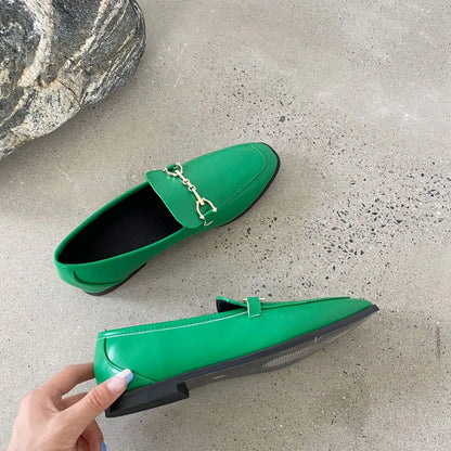 Mocassins Femme en Cuir Lisse avec Détail Métallique