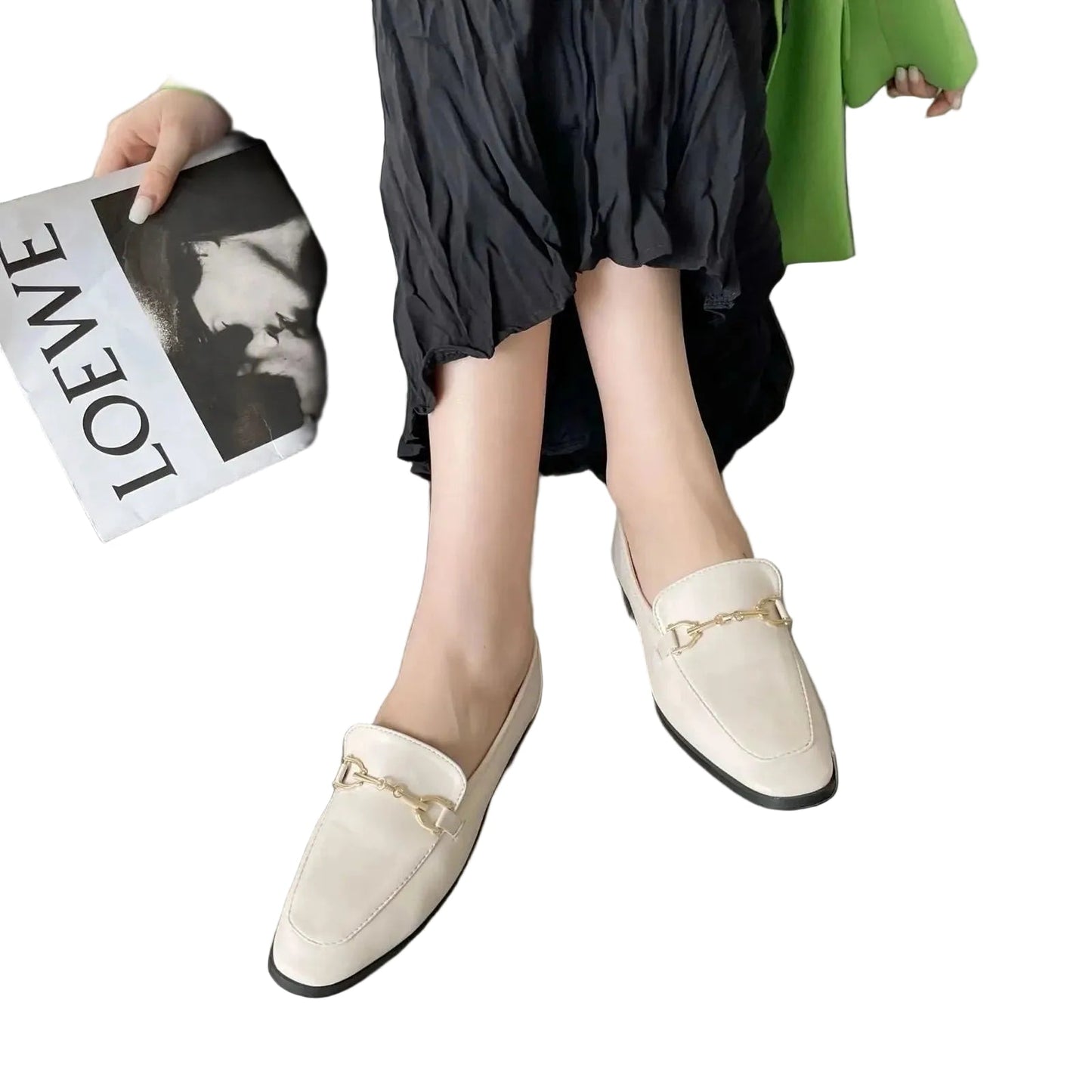 Mocassins Femme en Cuir Lisse avec Détail Métallique