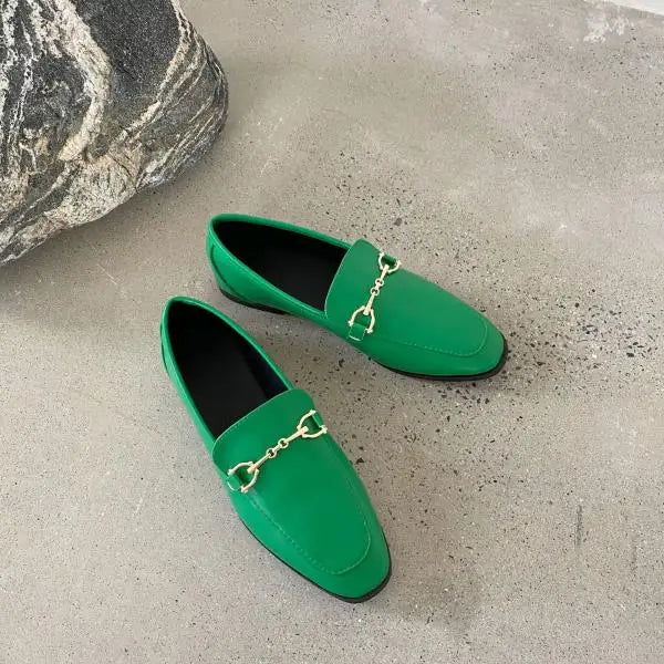 Mocassins Femme en Cuir Lisse avec Détail Métallique