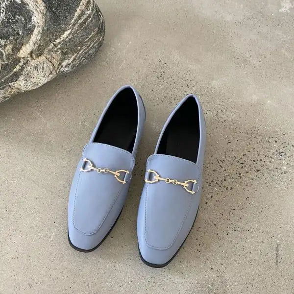 Mocassins Femme en Cuir Lisse avec Détail Métallique