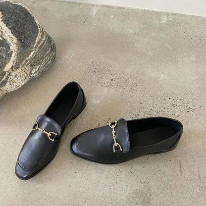Mocassins Femme en Cuir Lisse avec Détail Métallique