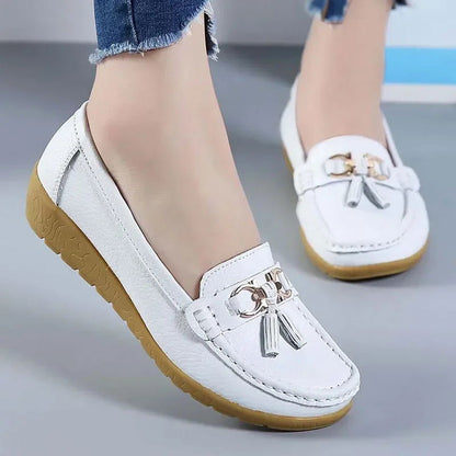 Mocassins Femme en Simili Cuir avec Détail Métallique
