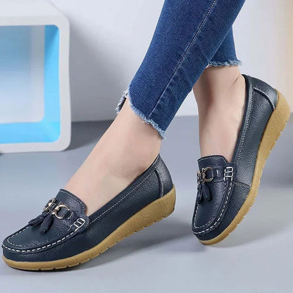 Mocassins Femme en Simili Cuir avec Détail Métallique