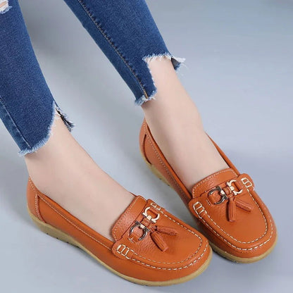 Mocassins Femme en Simili Cuir avec Détail Métallique