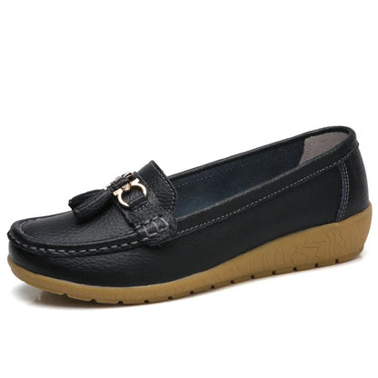 Mocassins Femme en Simili Cuir avec Détail Métallique