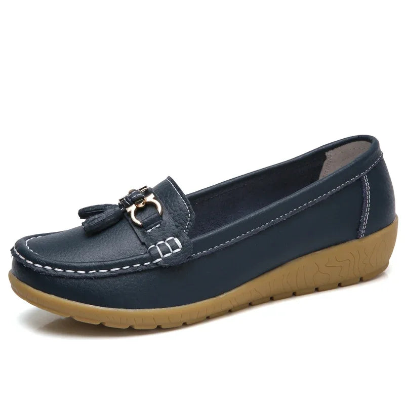 Mocassins Femme en Simili Cuir avec Détail Métallique