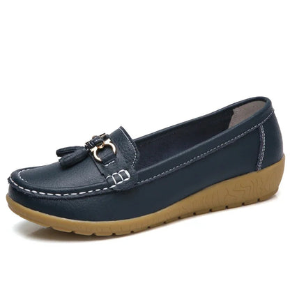 Mocassins Femme en Simili Cuir avec Détail Métallique