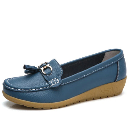 Mocassins Femme en Simili Cuir avec Détail Métallique