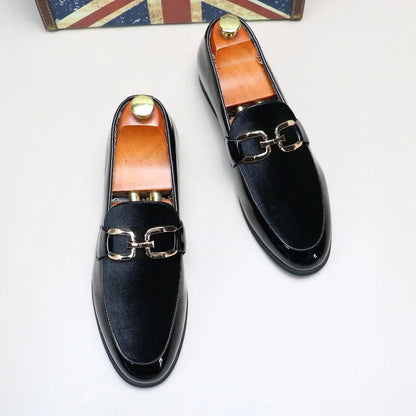 Mocassins Homme Chic en Cuir Verni & Velours