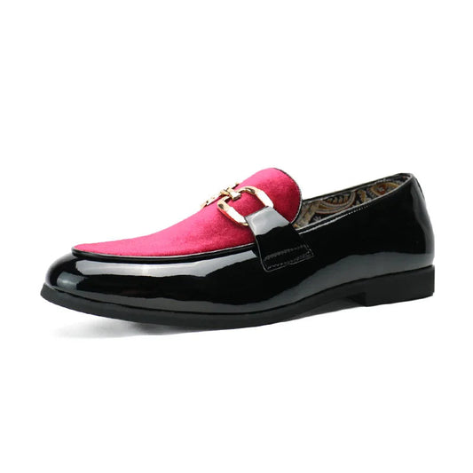 Mocassins Homme Chic en Cuir Verni & Velours