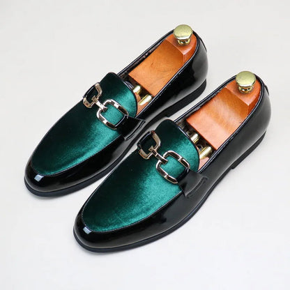 Mocassins Homme Chic en Cuir Verni & Velours