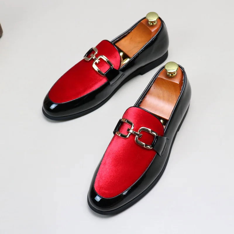 Mocassins Homme Chic en Cuir Verni & Velours