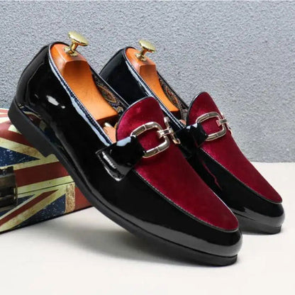Mocassins Homme Chic en Cuir Verni & Velours