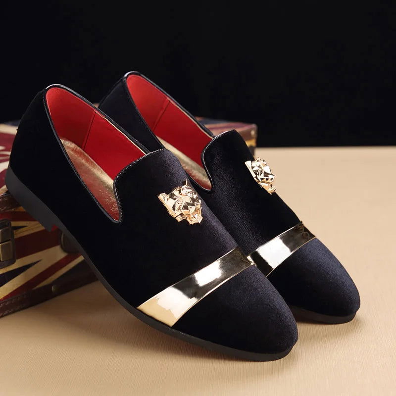 Mocassins Homme Prestige en Velours - Finitions Métalliques Modernes