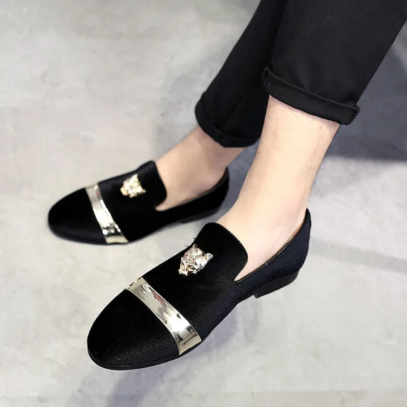 Mocassins Homme Prestige en Velours - Finitions Métalliques Modernes