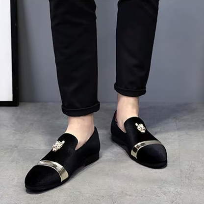 Mocassins Homme Prestige en Velours - Finitions Métalliques Modernes