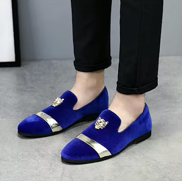 Mocassins Homme Prestige en Velours - Finitions Métalliques Modernes