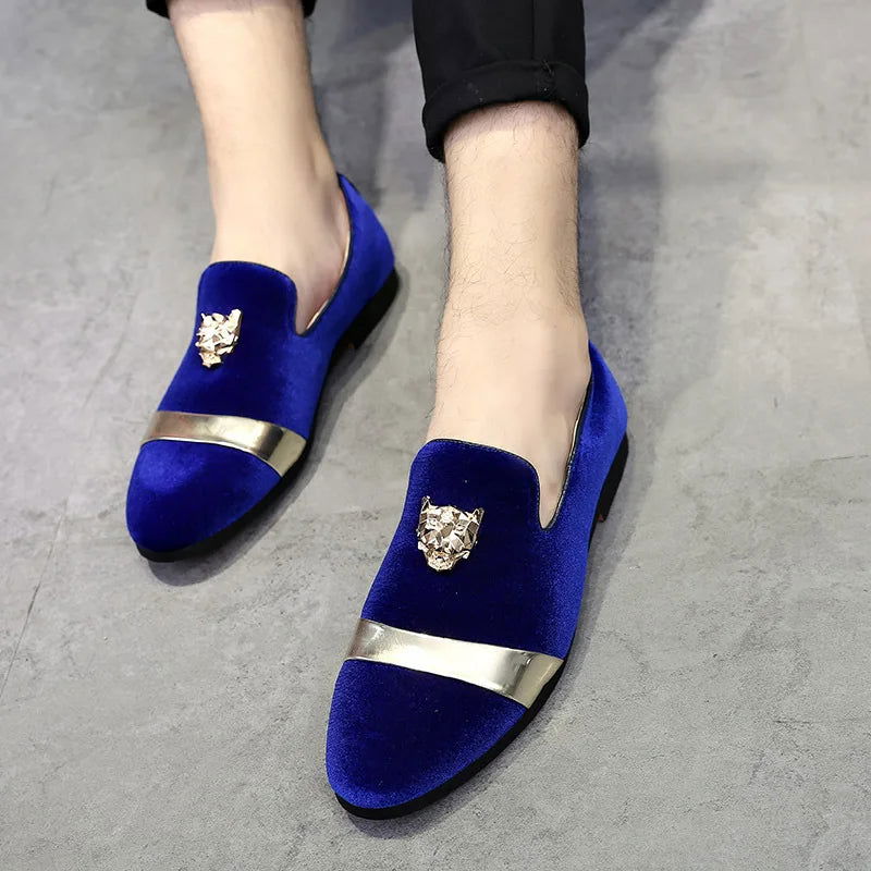 Mocassins Homme Prestige en Velours - Finitions Métalliques Modernes