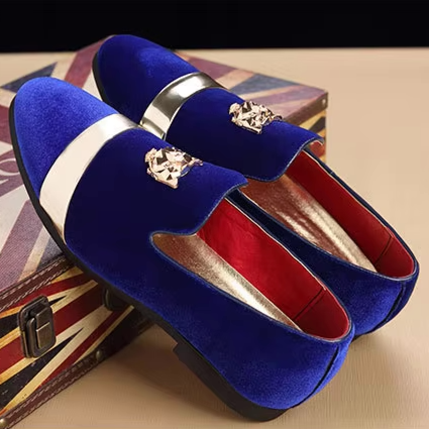 Mocassins Homme Prestige en Velours - Finitions Métalliques Modernes