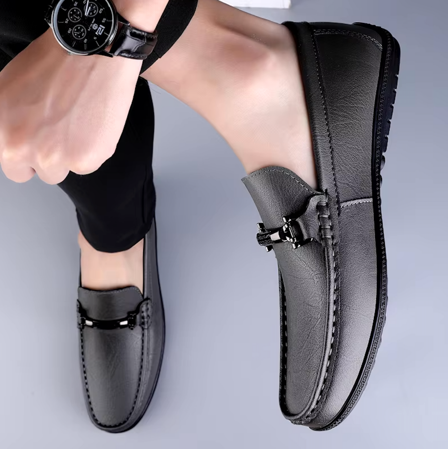Mocassins Homme en Cuir Chic - Détail Métallique Raffiné