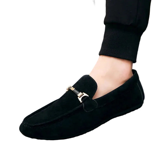 Mocassins Homme en Daim avec Détail Métallique