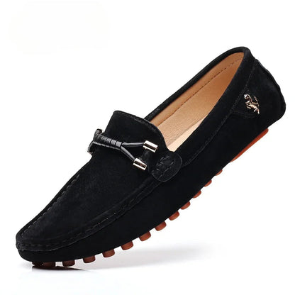 Mocassins Homme en Daim avec Détail Métallique - Légère & Souple