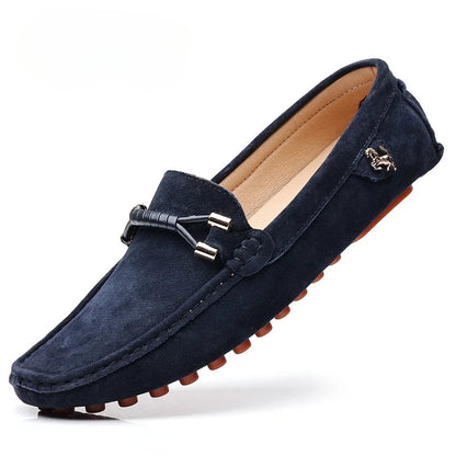 Mocassins Homme en Daim avec Détail Métallique - Légère & Souple