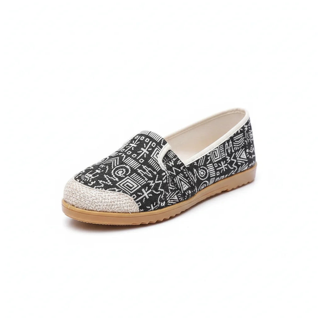 Espadrilles Femme Toile – Motif Ethnique Multicolore Tressé