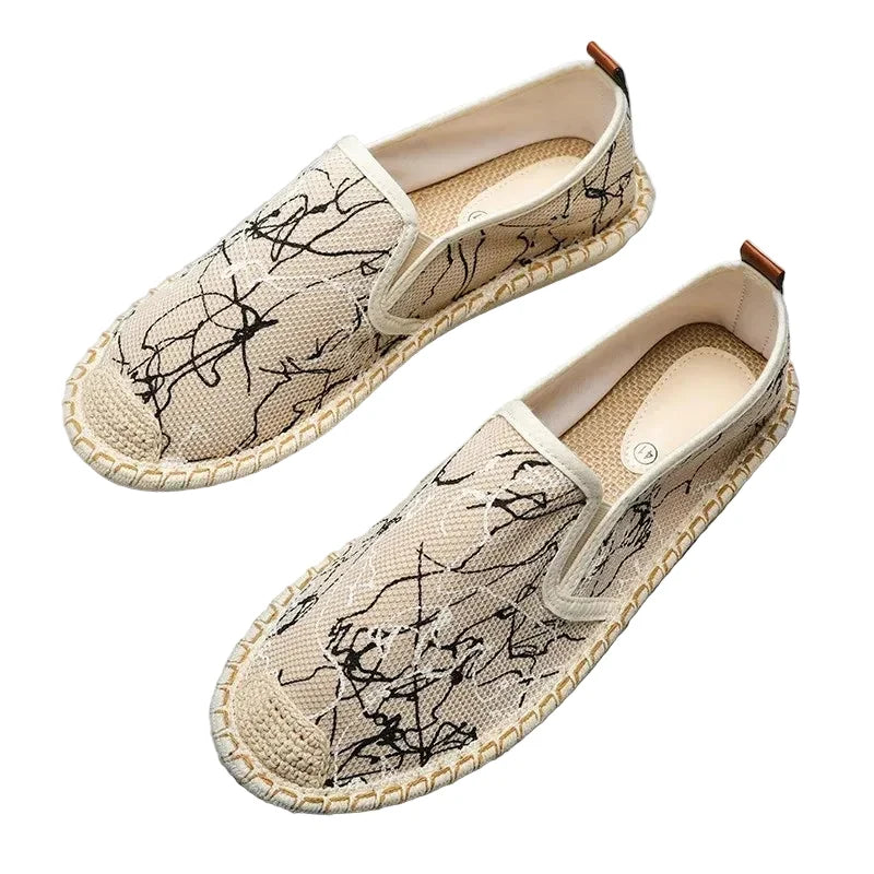 Espadrilles Homme Toile – Motifs Ethniques Slip-On