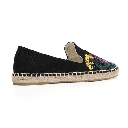 Espadrilles Femme Toile – Motif Floral Brodé