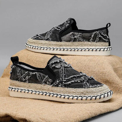 Espadrilles Homme Canvas – Motif Carreaux Semelle Corde