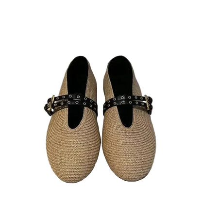 Espadrilles Femme Toile Tressée – Bride Boucle Noir