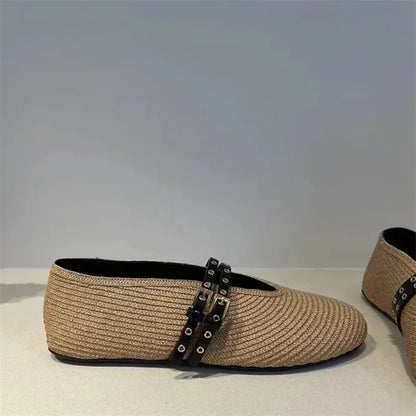 Espadrilles Femme Toile Tressée – Bride Boucle Noir
