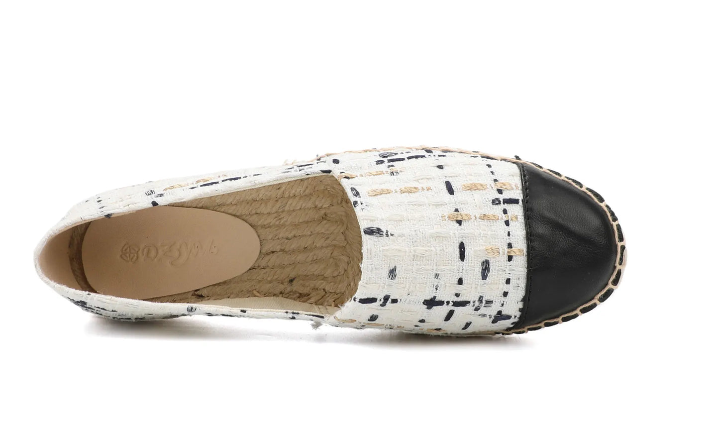 Espadrilles Femme Toile – Bout Contrasté Noir