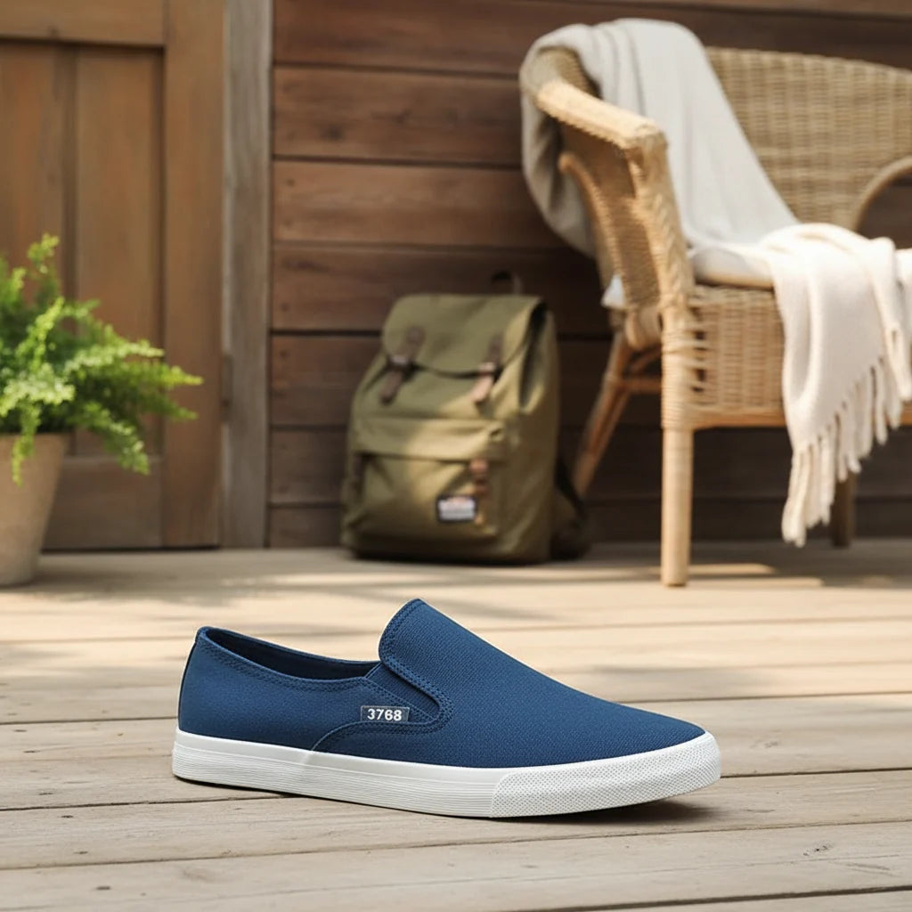 Espadrilles Homme Toile – Slip-On Uni Semelle Tressée