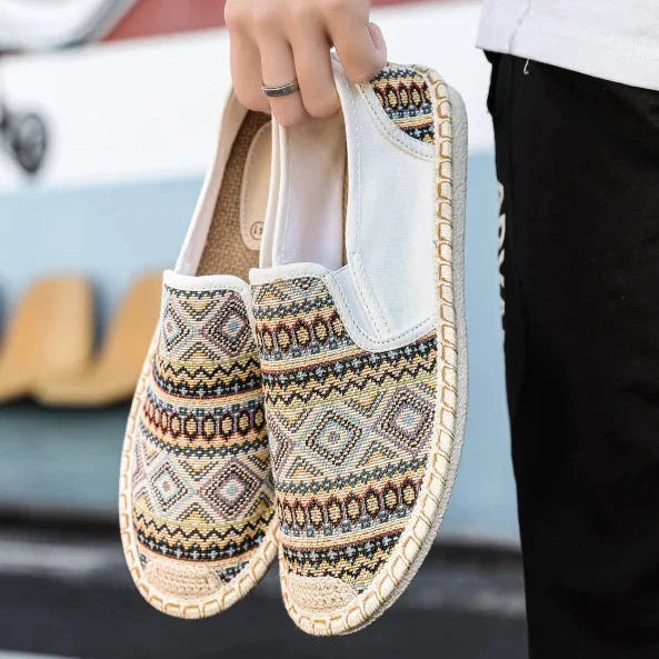 Espadrilles Homme Toile – Motifs Ethniques Slip-On