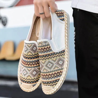 Espadrilles Homme Toile – Motifs Ethniques Slip-On