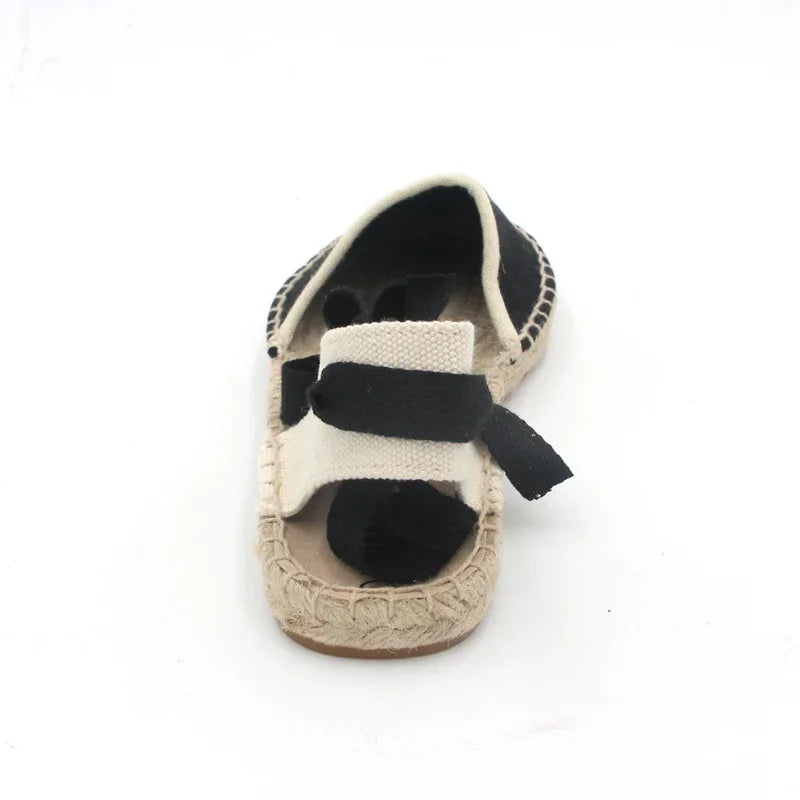Espadrilles Femme Toile – Rayures & Ruban Cheville