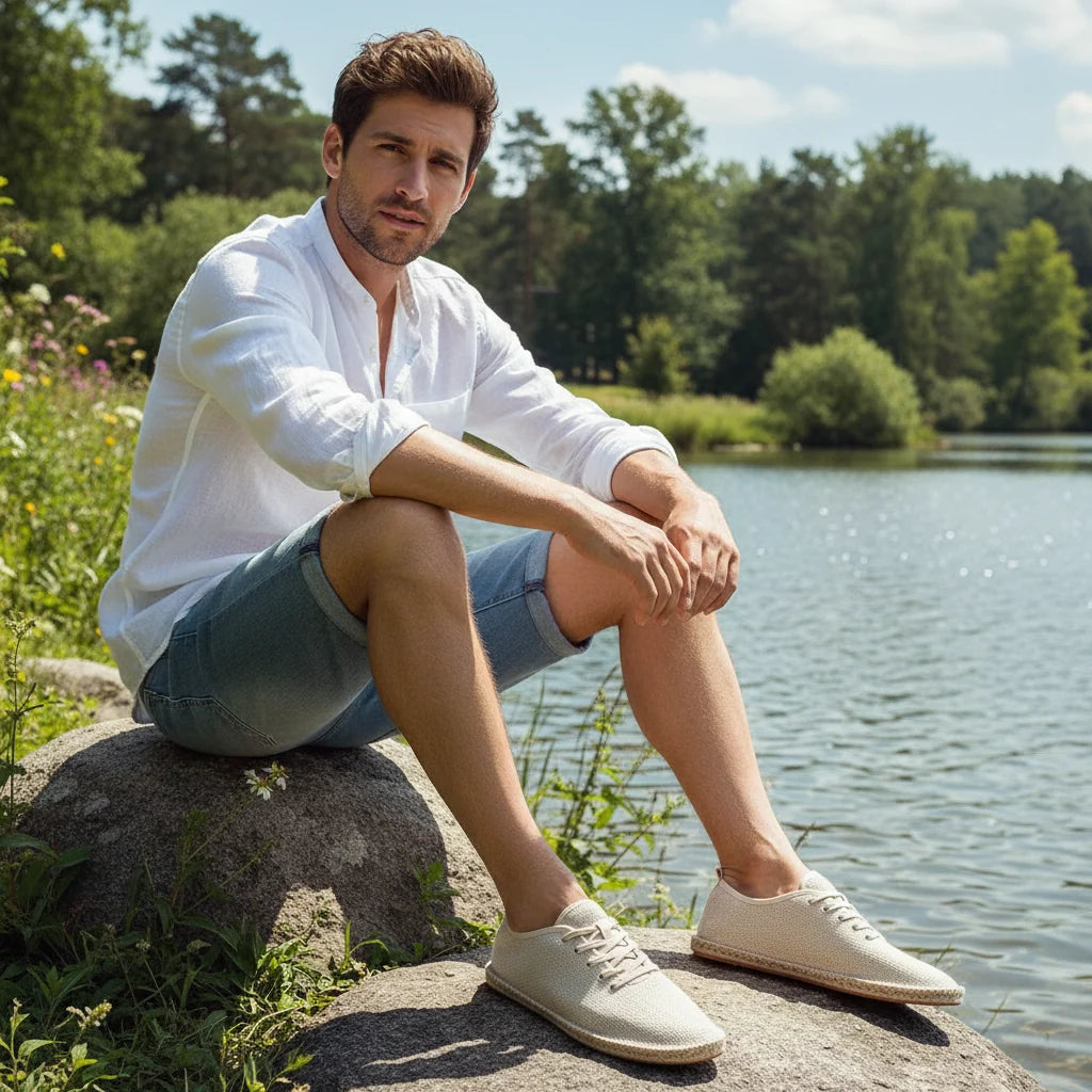 Espadrilles Homme Lin – Lacets Ton Sur Ton Semelle Corde