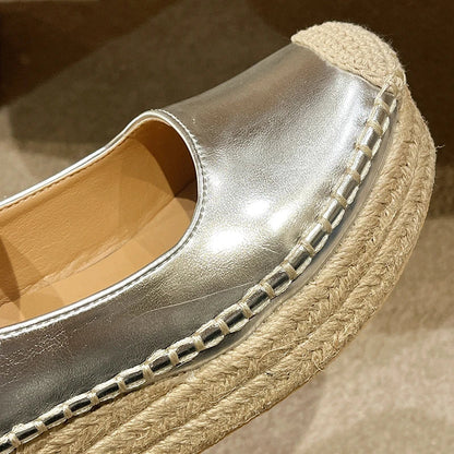 Espadrilles  Femme Compensées PU – Bride Scratch Semelle Corde