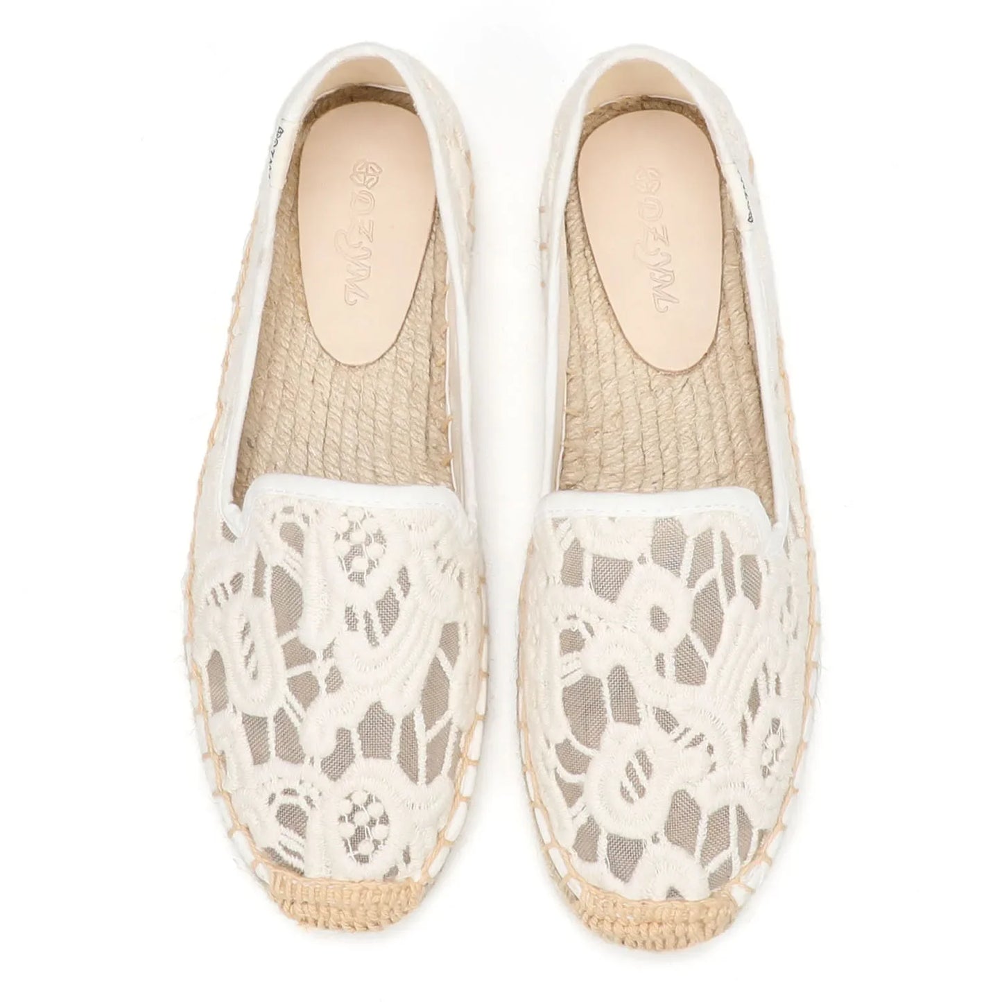 Espadrilles Femme Dentelle Florale – Slip-On Bout Rond