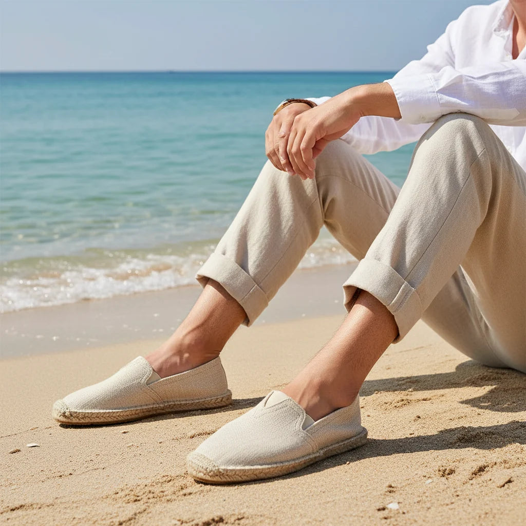 Espadrilles Homme Toile Rayées – Slip-On Décontractées