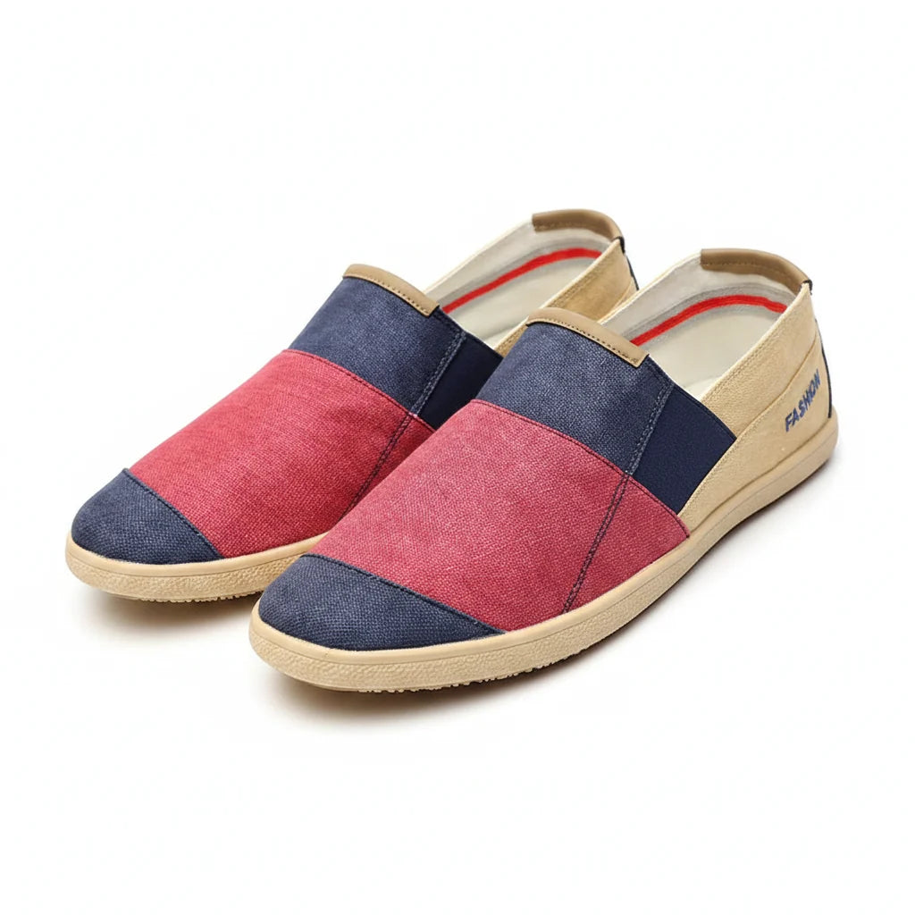 Espadrilles Homme Toile – Patchwork Bicolore Slip-On