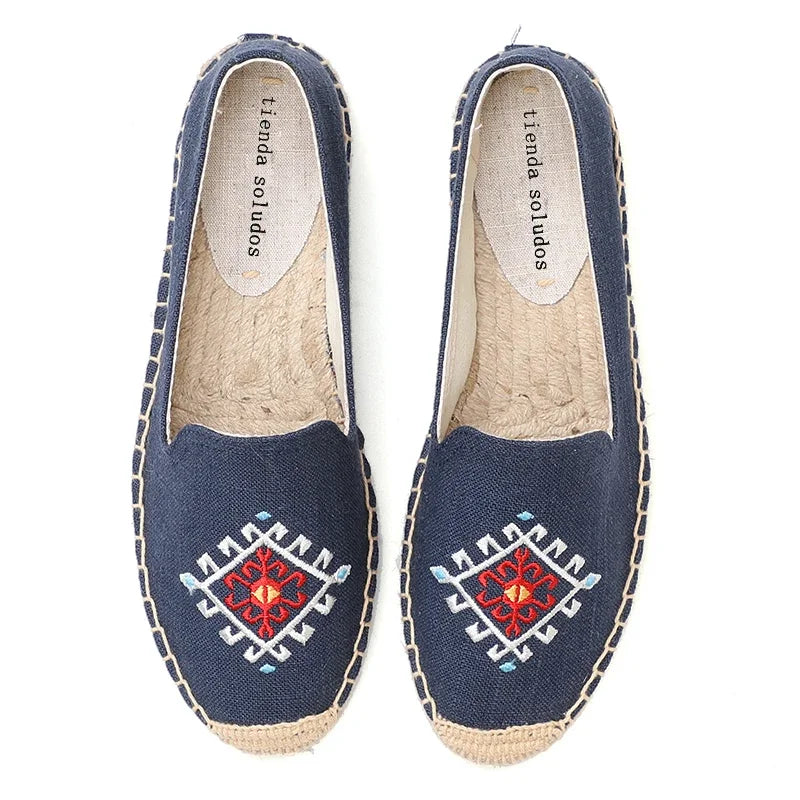 Espadrilles Femme Toile – Motif Floral Brodé