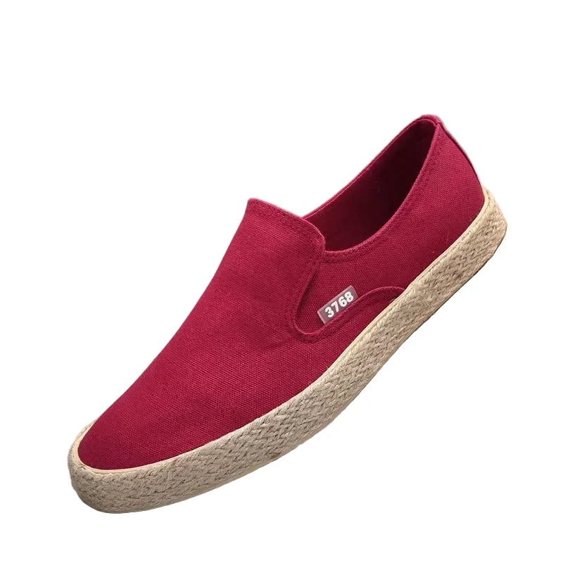Espadrilles Homme Toile – Slip-On Uni Semelle Tressée
