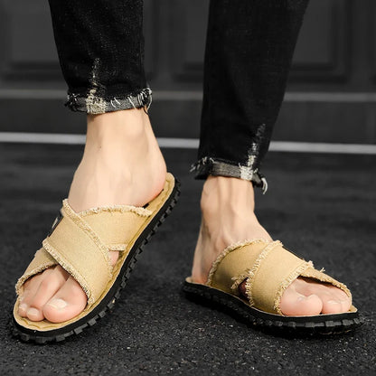 Sandales Homme Tissu Croisé – Style Décontracté Avec Semelle Antidérapante