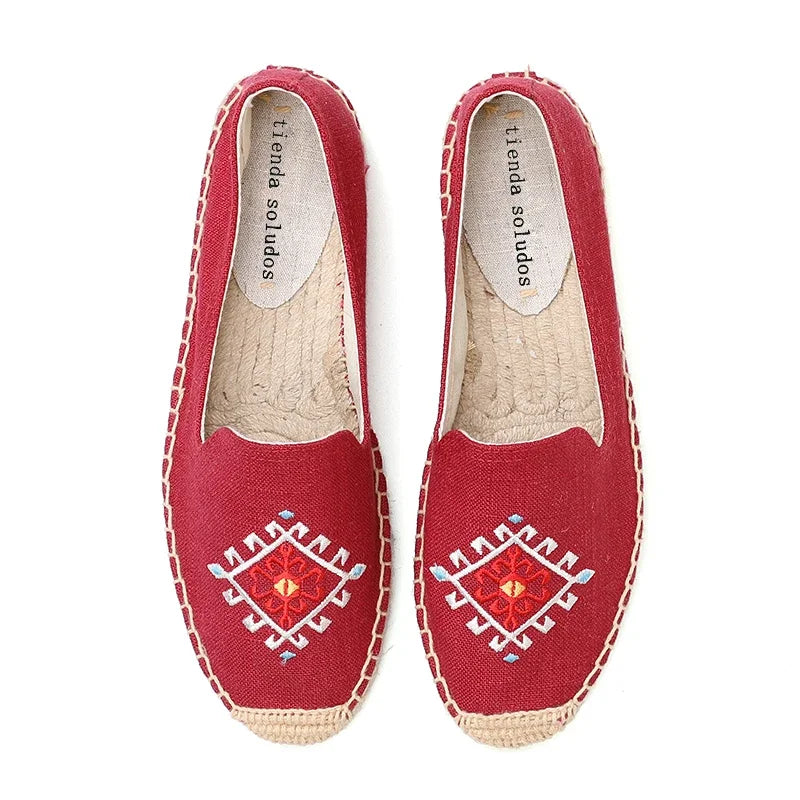 Espadrilles Femme Toile – Motif Floral Brodé