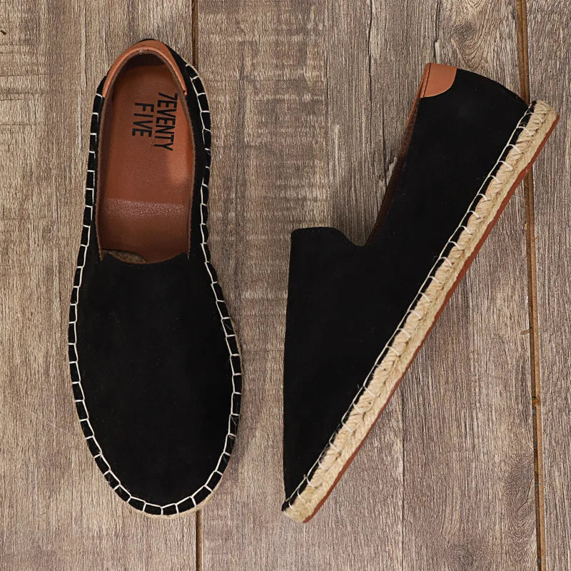 Espadrilles Homme Suédine – Slip-On Couture Apparente