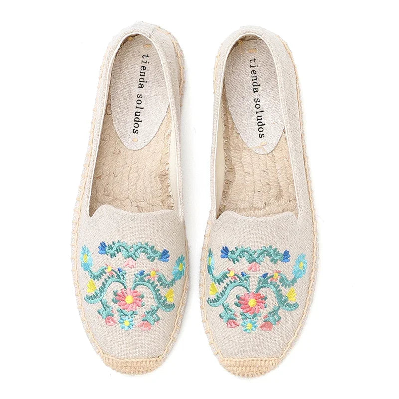 Espadrilles Femme Toile – Motif Floral Brodé